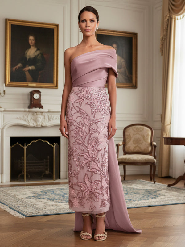 Off Shoulder Midi Sequin Embroidery Mother of the Bride Dresses with Bow