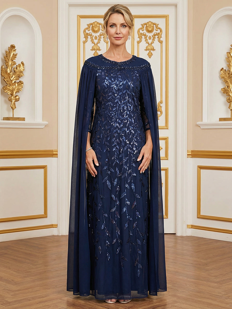 Cape Sleeve Lace Appliques Mother of the Bride Dresses 2 piece