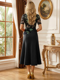 Short Sleeve Midi Sequin Embroidery Mother of the Bride Dresses