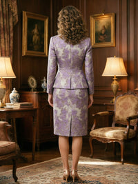 Long Sleeve Midi Jacquard Mother of the Bride Dresses 2 piece