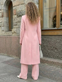 Elegant 3 Piece Notched Lapel Satin Formal Business Suit with Long Blazer