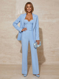 Elegant 3 Piece Peak Lapel Satin Formal Suits with Blazer
