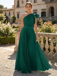 A-Line Pleated Chiffon One Shoulder Floor-Length Mother of the Bride & Groom Dresses