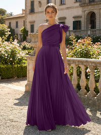 A-Line Pleated Chiffon One Shoulder Floor-Length Mother of the Bride & Groom Dresses