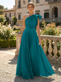 A-Line Pleated Chiffon One Shoulder Floor-Length Mother of the Bride & Groom Dresses