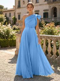 A-Line Pleated Chiffon One Shoulder Floor-Length Mother of the Bride & Groom Dresses