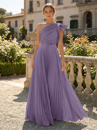 A-Line Pleated Chiffon One Shoulder Floor-Length Mother of the Bride & Groom Dresses