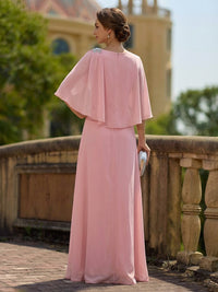 Elegant A-Line Chiffon Cape Sleeves Floor-Length Mother of the Bride & Groom Dresses for Wedding