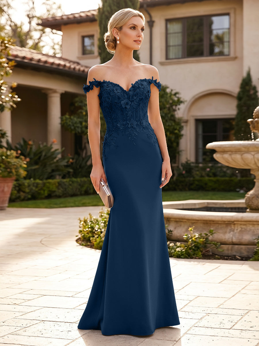 mother of the bride dresses mermaid Shirees Orange Mermaid Satin Off Shoulder Floor-Length Mother of the Bride & Groom Dresses with Floral Appliques Bodice 2026