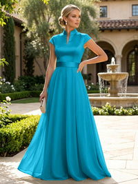 Elegant A-Line Chiffon Floor-Length Mother of the Bride & Groom Dresses with Satin Corset Bodice