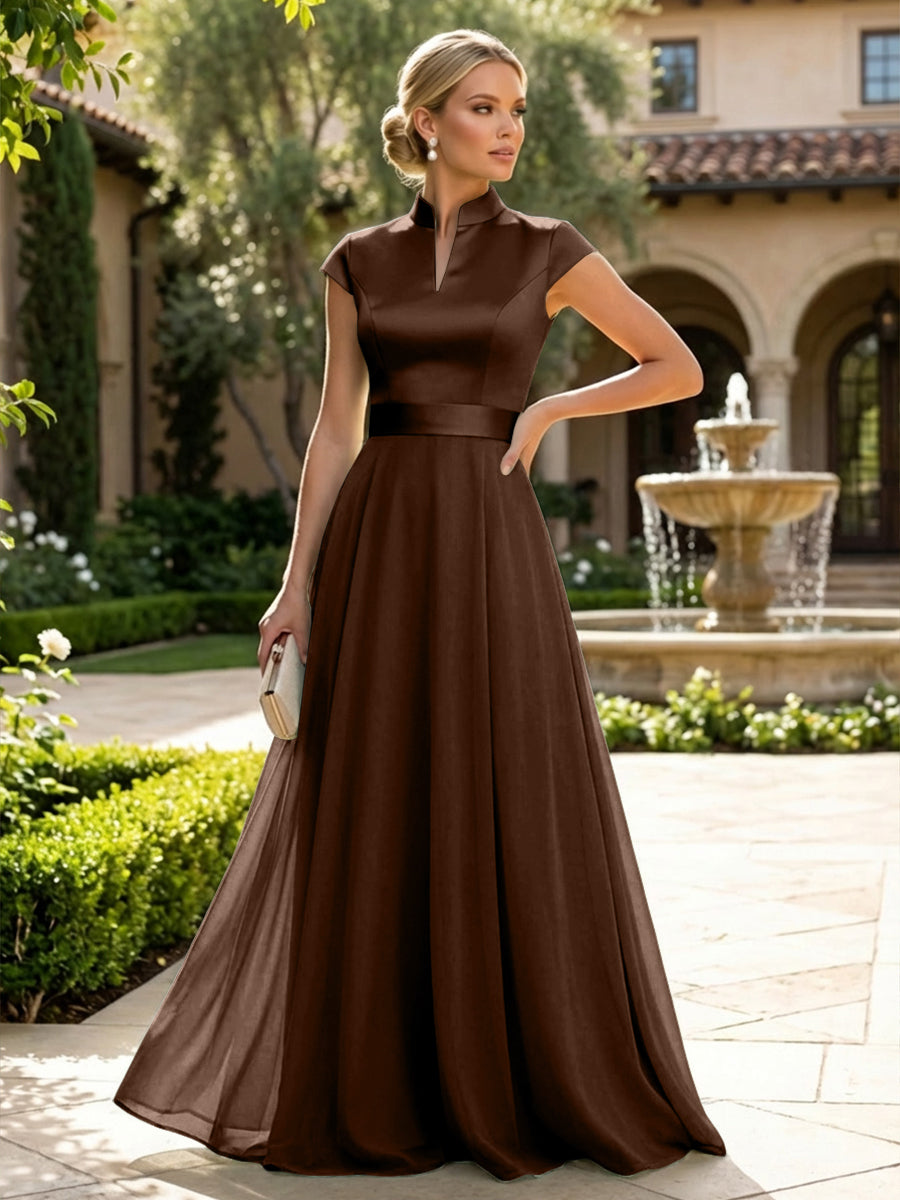 Elegant A-Line Chiffon Floor-Length Mother of the Bride & Groom Dresses with Satin Corset Bodice