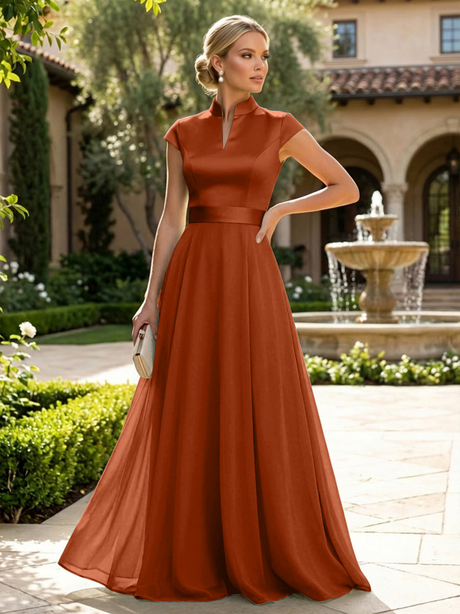 Elegant A-Line Chiffon Floor-Length Mother of the Bride & Groom Dresses with Satin Corset Bodice