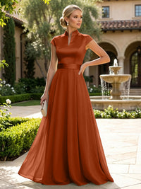 Elegant A-Line Chiffon Floor-Length Mother of the Bride & Groom Dresses with Satin Corset Bodice