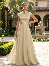 Elegant A-Line Chiffon Floor-Length Mother of the Bride & Groom Dresses with Satin Corset Bodice
