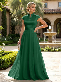 Elegant A-Line Chiffon Floor-Length Mother of the Bride & Groom Dresses with Satin Corset Bodice