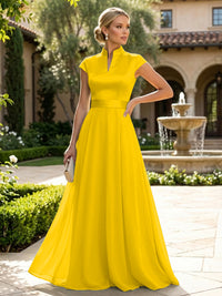 Elegant A-Line Chiffon Floor-Length Mother of the Bride & Groom Dresses with Satin Corset Bodice