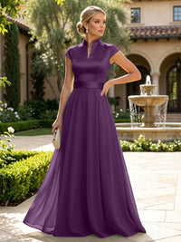 Elegant A-Line Chiffon Floor-Length Mother of the Bride & Groom Dresses with Satin Corset Bodice