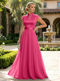 Elegant A-Line Chiffon Floor-Length Mother of the Bride & Groom Dresses with Satin Corset Bodice