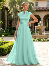Elegant A-Line Chiffon Floor-Length Mother of the Bride & Groom Dresses with Satin Corset Bodice