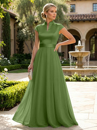 Elegant A-Line Chiffon Floor-Length Mother of the Bride & Groom Dresses with Satin Corset Bodice