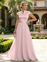 Elegant A-Line Chiffon Floor-Length Mother of the Bride & Groom Dresses with Satin Corset Bodice