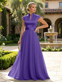 Elegant A-Line Chiffon Floor-Length Mother of the Bride & Groom Dresses with Satin Corset Bodice
