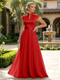 Elegant A-Line Chiffon Floor-Length Mother of the Bride & Groom Dresses with Satin Corset Bodice