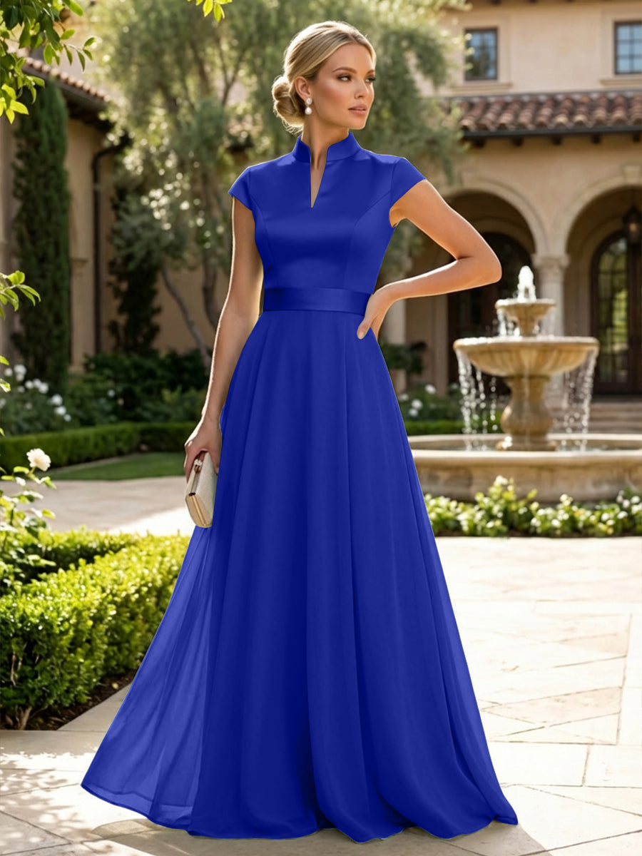 Elegant A-Line Chiffon Floor-Length Mother of the Bride & Groom Dresses with Satin Corset Bodice