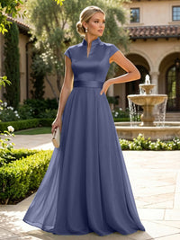 Elegant A-Line Chiffon Floor-Length Mother of the Bride & Groom Dresses with Satin Corset Bodice