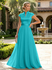 Elegant A-Line Chiffon Floor-Length Mother of the Bride & Groom Dresses with Satin Corset Bodice