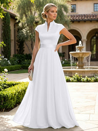Elegant A-Line Chiffon Floor-Length Mother of the Bride & Groom Dresses with Satin Corset Bodice