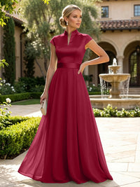 Elegant A-Line Chiffon Floor-Length Mother of the Bride & Groom Dresses with Satin Corset Bodice