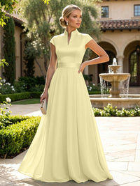 Elegant A-Line Chiffon Floor-Length Mother of the Bride & Groom Dresses with Satin Corset Bodice