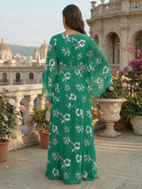 A-Line Chiffon Floral Print Maxi Mother of the Bride & Groom Dresses with Rhinestone Waist