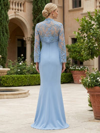 Sheath Satin Strapless Floor-Length Mother of the Bride & Groom Dresses with Lace Bolero