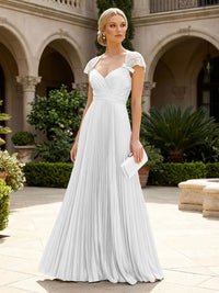 A-Line Chiffon Pleated Floor-Length Mother of the Bride & Groom Dresses with Ruched Corset