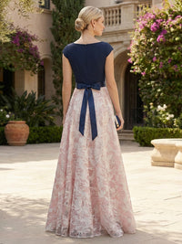 Tulle Jacquard A-Line Maxi Mother of the Bride & Groom Dresses with Bow