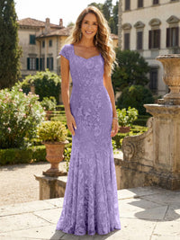 Sheath Tulle Sequin Floral Maxi Mother of the Bride & Groom Dresses with Short Cap Sleeves