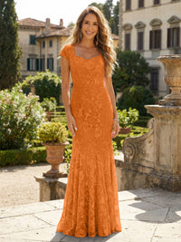 Sheath Tulle Sequin Floral Maxi Mother of the Bride & Groom Dresses with Short Cap Sleeves