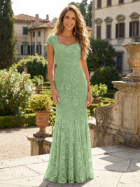 Sheath Tulle Sequin Floral Maxi Mother of the Bride & Groom Dresses with Short Cap Sleeves