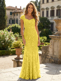 Sheath Tulle Sequin Floral Maxi Mother of the Bride & Groom Dresses with Short Cap Sleeves