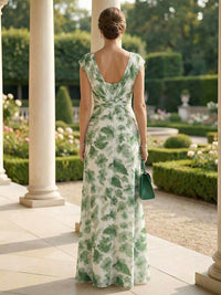 Sheath Chiffon Floral Print Maxi Mother of the Bride & Groom Dresses with Slit