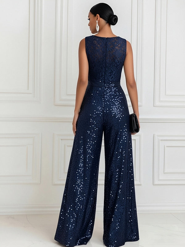 V-Neck Floor-Length Mother of the Bride & Groom Jumpsuit for Women