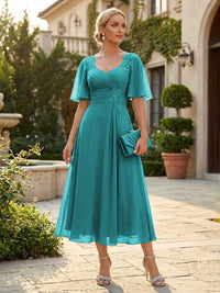Chiffon A-Line/Princess Sweetheart Tea-Length Mother of the Bride & Groom Dresses for Women