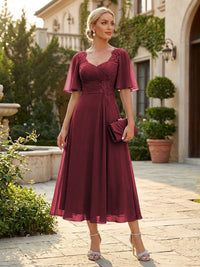 Chiffon A-Line/Princess Sweetheart Tea-Length Mother of the Bride & Groom Dresses for Women