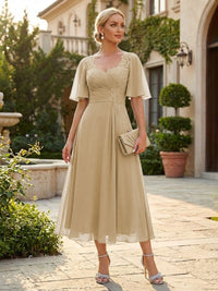 Chiffon A-Line/Princess Sweetheart Tea-Length Mother of the Bride & Groom Dresses for Women