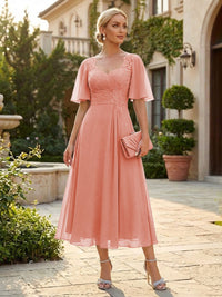 Chiffon A-Line/Princess Sweetheart Tea-Length Mother of the Bride & Groom Dresses for Women