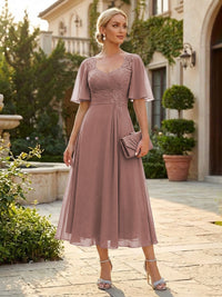 Chiffon A-Line/Princess Sweetheart Tea-Length Mother of the Bride & Groom Dresses for Women