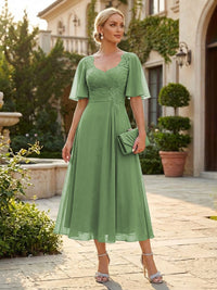 Chiffon A-Line/Princess Sweetheart Tea-Length Mother of the Bride & Groom Dresses for Women