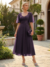 Chiffon A-Line/Princess Sweetheart Tea-Length Mother of the Bride & Groom Dresses for Women